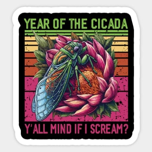 Entomology Year Of The Cicada 2024 Brood Cicada Lover Retro Sticker